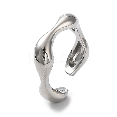 Rack Plating Brass Twist Wave Open Cuff Rings for Women X-RJEW-Q777-08P-1