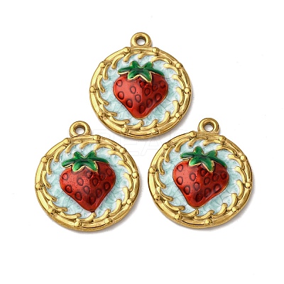 304 Stainless Steel Enamel Pendants STAS-P406-24G-1