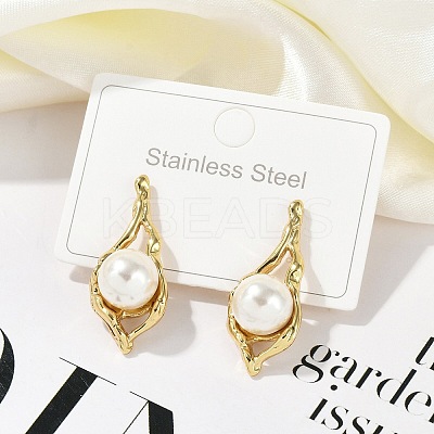 Ion Plating(IP) 304 Stainless Steel Teardrop Stud Earrings EJEW-A119-02G-1