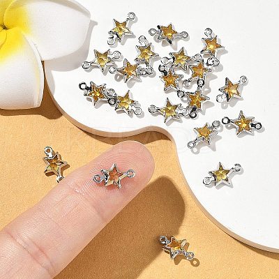 SHEGRACE Brass Pave Cubic Zirconia Star Connector Charms XGRQ2O701-441C-P-1
