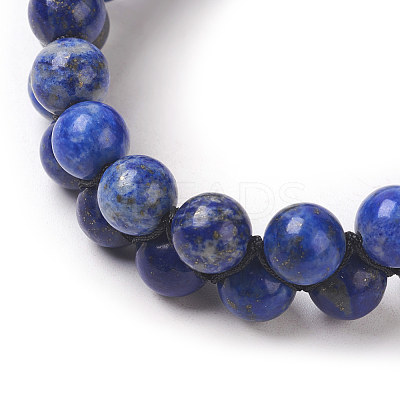 Adjustable Natural Lapis Lazuli Braided Bead Bracelets BJEW-E351-01A-1