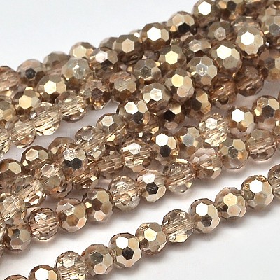 Faceted(32 Facets) Round Transparent Painted Glass Bead Strands DGLA-J001-A01-1