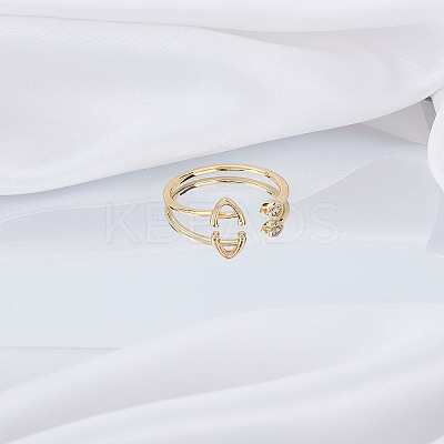 1Pc Brass Micro Pave Clear Cubic Zirconia Open Cuff Rings for Women RJEW-LP0002-37A-1