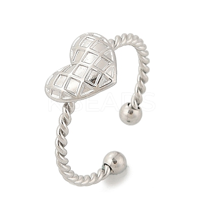 Heart 304 Stainless Steel Open Cuff Rings for Women LS-RJEW-G338-07P-1