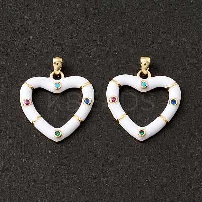 Rack Plating Brass Micro Pave Colorful Cubic Zirconia Pendants KK-D073-07G-02-1