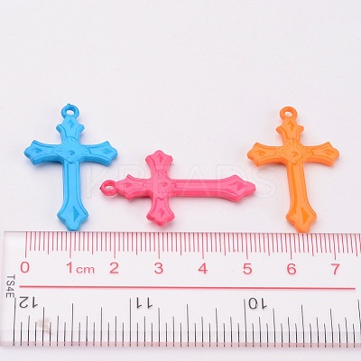 Mixed Color Cross Acrylic Pendants For Jewelry Making Embellishments DIY Craft X-SACR-515-M-1