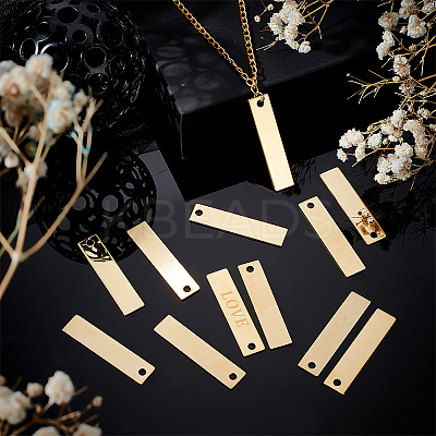 30Pcs 201 Stainless Steel Rectangle Stamping Blank Tag Pendants STAS-UN0056-61-1