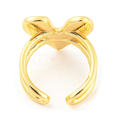 Brass Heart Open Cuff Rings RJEW-Q781-13G-1