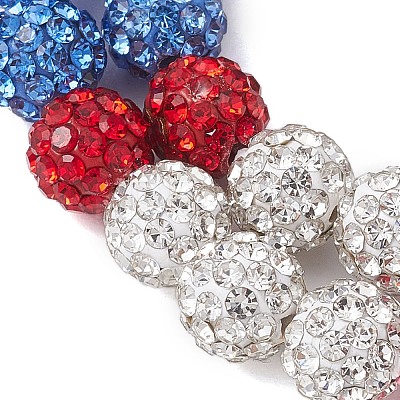 8mm Round Polymer Clay Rhinestone Wrap Bracelets BJEW-JB10480-1