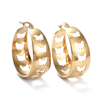 201 Stainless Steel Thick Hoop Earrings LS-EJEW-I245-37B-1