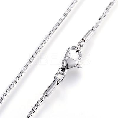 Tarnish Resistant Classic Plain 304 Stainless Steel Mens Womens Snake Chain Necklaces NJEW-A288D-1.2B-P-1