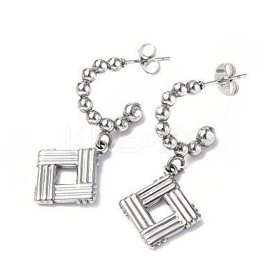 Non-Tarnish 304 Stainless Steel Rhombus Dangle Stud Earrings LS-STAS-B034-04P-1