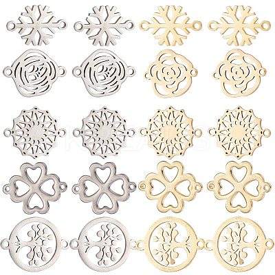 20Pcs 10 Styles 201 Stainless Steel Connector Charms FIND-SC0004-68-1