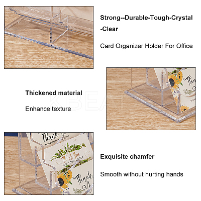 6-Slot Transparent Acrylic Business Name Card Display Stands ODIS-WH0030-64B-1