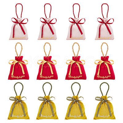 12Pcs 3 Colors Velvet Jewelry Drawstring Gift Bags with Rope Handle ABAG-NB0001-97-1