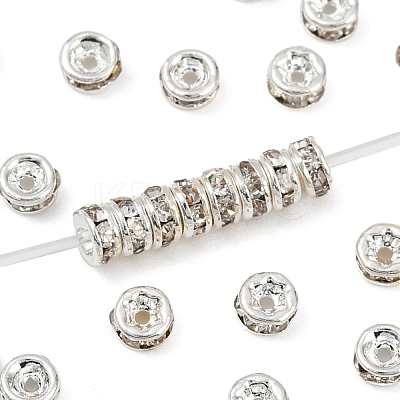 Rack Plating Rondelle Brass Grade A Crystal Rhinestone Spacer Beads X-RB-D300-S-1