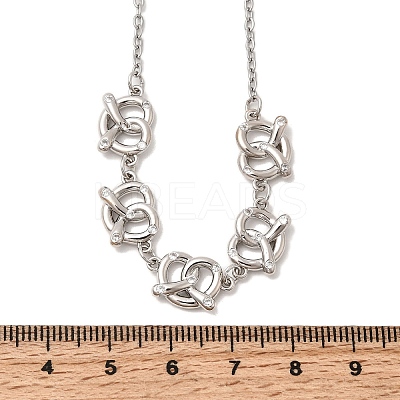 Brass Micro Pave Clear Cubic Zirconia Knot Pendant Necklaces NJEW-B157-08P-01-1