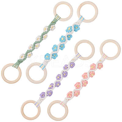 4Pcs 4 Colors  Daisy Cotton Thread Weave Towel Rack AJEW-CN0004-61-1