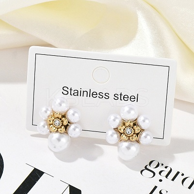 Ion Plating(IP) 304 Stainless Steel Flower Stud Earrings EJEW-A119-03G-1