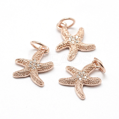 Brass Micro Pave Grade AAA Cubic Zirconia Pendants ZIRC-P072-05RG-NR-1