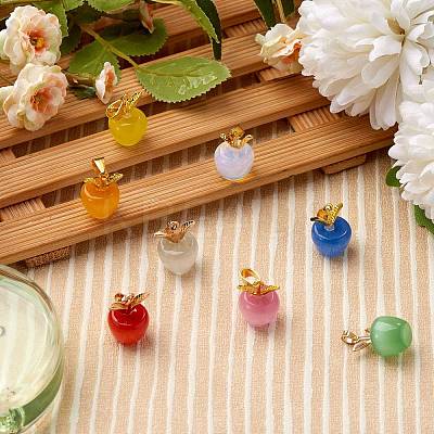 10Pcs Apple Gemstone Charm Pendant Crystal Quartz Healing Natural Stone Pendants Opal Buckle for Jewelry Necklace Earring Making Crafts JX526H-1