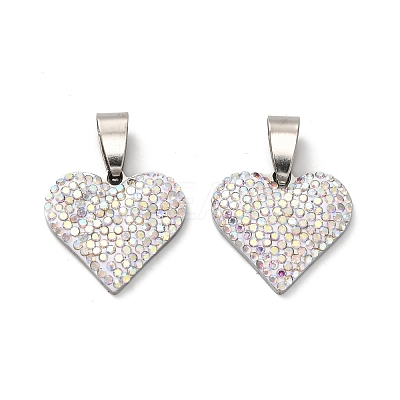 201 Stainless Steel Clay Pendants STAS-R166-02B-P-1