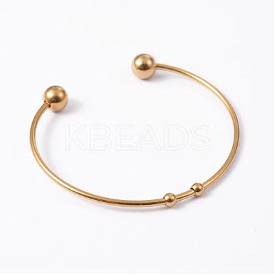 Fashion 304 Stainless Steel Cuff Bangles Torque Bangles X-BJEW-H473-01G-1