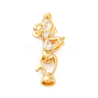 Brass Micro Pave Clear Cubic Zirconia Fold Over Clasps KK-P291-21G-1