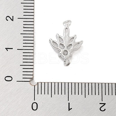 Brass Pave Clear Cubic Zirconia Leaf Links Connector Charms KK-Z061-02P-01-1
