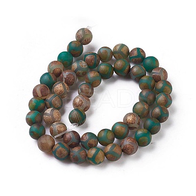 Tibetan Style Turtle Back Pattern dZi Beads Strands G-P229-A-04-8mm-1