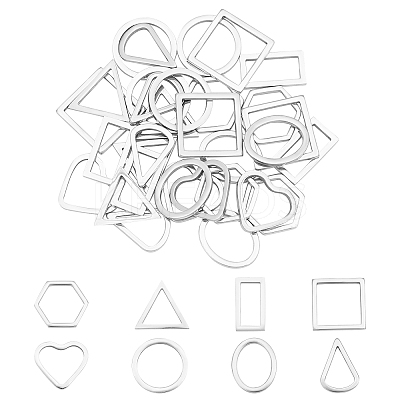 32Pcs 8 Style 304 Stainless Steel Linking Rings STAS-UN0020-52P-1
