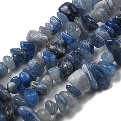 Dyed & Heated Natural Blue Aventurine Chip Beads Strands G-M205-10C-1