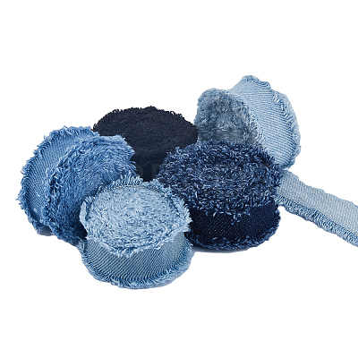5Pcs 5 Colors Denim Fabric Ribbons DIY-FH0007-16-1