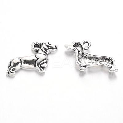 Tibetan Style Alloy Sausage Dog/Dachshund Pendants TIBEP-2547-AS-FF-1