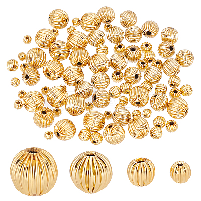 80Pcs 4 Style Brass Groove Bead KK-PH0005-08-1