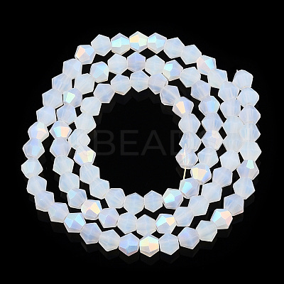 Imitation Jade Bicone Frosted Glass Bead Strands GLAA-F029-JM4mm-A05-1
