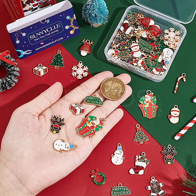 56Pcs 14 Style Christmas Style Alloy Enamel Pendants ENAM-SC0003-73-1