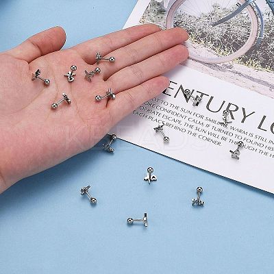 Tarnish Resistant 201 Stainless Steel Barbell Cartilage Earrings EJEW-R147-40-1