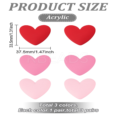 3 Pairs 3 Colors Acrylic Stud Earrings EJEW-LP0001-93-1