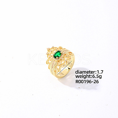 Brass Rhinestones Finger Rings for Women KK6620-1-1