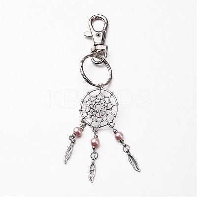 Woven Net/Web with Feather Keychain KEYC-JKC00077-1