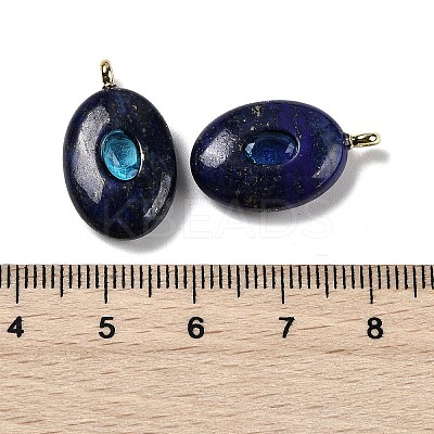 Dyed Natural Lapis Lazuli & Cubic Zirconia Pendants G-Z076-01G-08-1