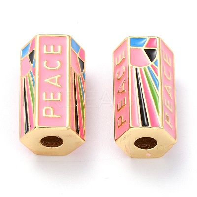 Brass Enamel Beads KK-M218-09-RS-1