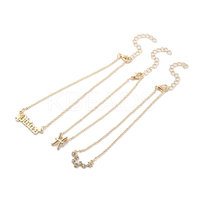 3Pcs Alloy Rhinestones Anklets AJEW-S083-01G-04-1