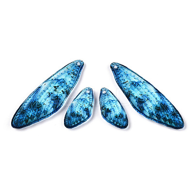 Transparent Resin Wing Earrings Pendants FIND-TAC0006-58B-1
