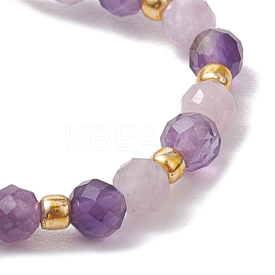 Natural Lepidolite Beaded Stretch Rings RJEW-JR00867-04-1
