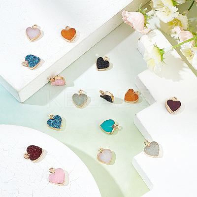 16Pcs 8 Colors Electroplate Druzy Resin Pendants RESI-SC0001-57LG-1