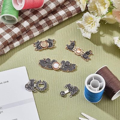8 Sets 4 Style Alloy Enamel Adjustment Waist Tightener Buckle Buttons FIND-NB0002-69-1