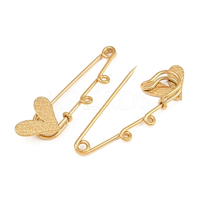 Crisscross Heart 304 Stainless Steel Safety Pins Brooch Findings SA-CBA098D-15E-G02-1