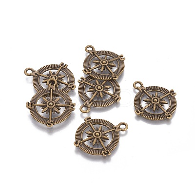 Tibetan Style Alloy Compass Pendants TIBEP-S272-AB-FF-1